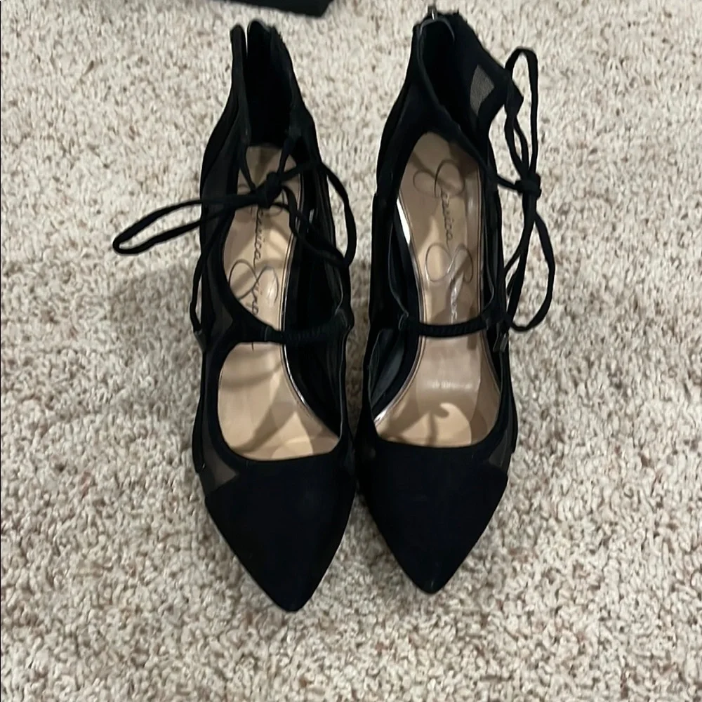 Jessica Simpson Black Suede Heels with Cutout Design - Picture 2 of 2